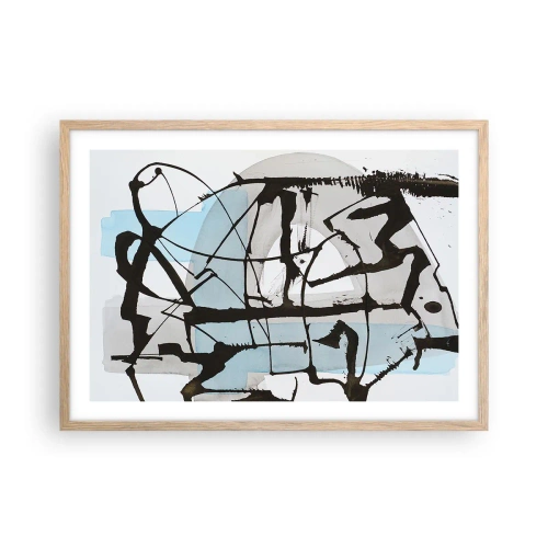 Plakát v rámu světlý dub - Přesto modrá - 70x50 cm