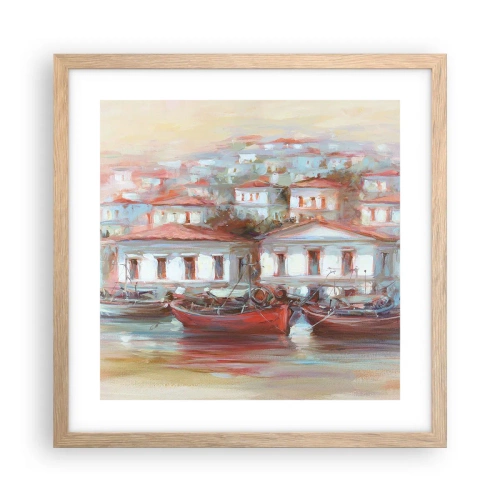 Plakát v rámu světlý dub - Šťastné městečko - 40x40 cm