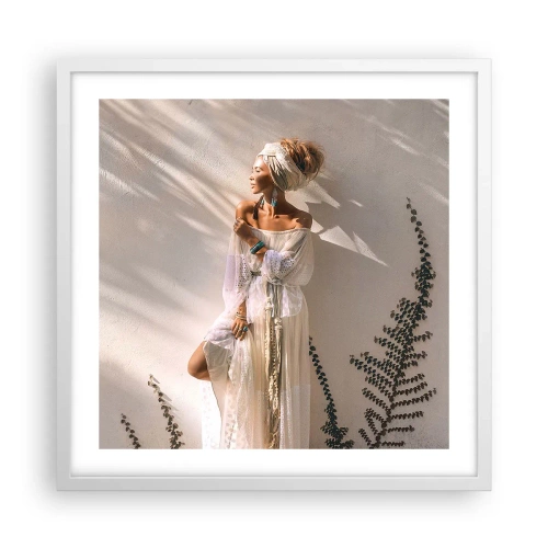 Plakát v bílém rámu - Slunce a dívka - 50x50 cm