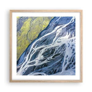 Plakát v rámu světlý dub - Jeskynní malby přírody - 50x50 cm