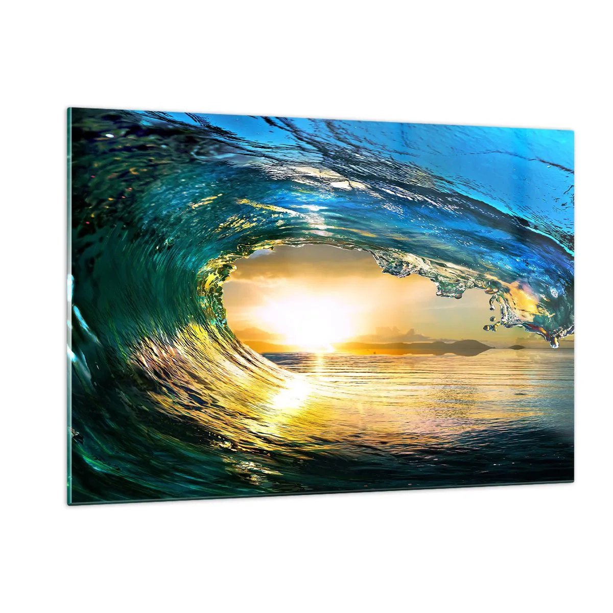 Obraz na skle - Ve smaragdově-zlatém křišťálu - 120x80 cm