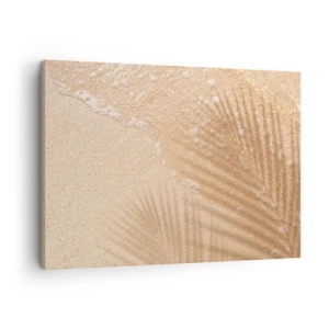 Obraz na plátně - Stín palmy na písku s jemným vlnovým vzorem - 70x50cm - Stín horkého léta - Moderní nástěnná dekorace do obývacího pokoje a ložnice ARTTOR