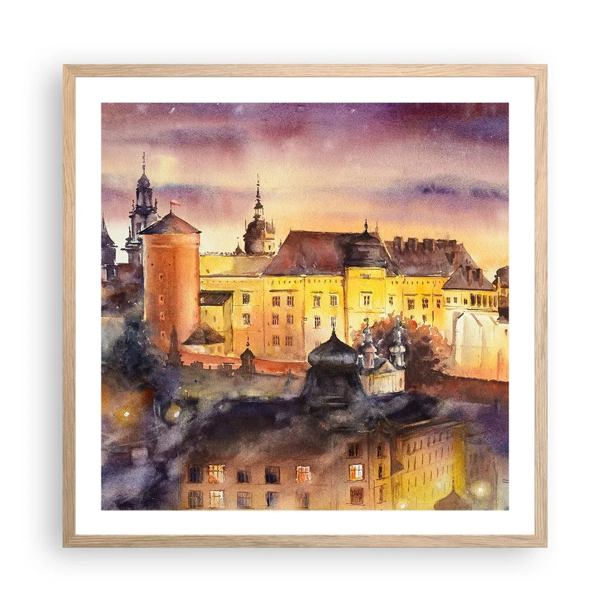 Plakát v rámu světlý dub - Historie a pohádka - 60x60 cm