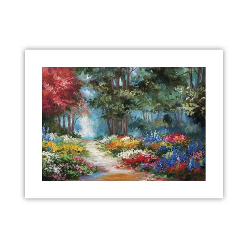 Plakát - Lesní zahrada, květinový les - 40x30 cm