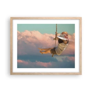Plakát v rámu světlý dub - Hra v oblacích - 50x40 cm