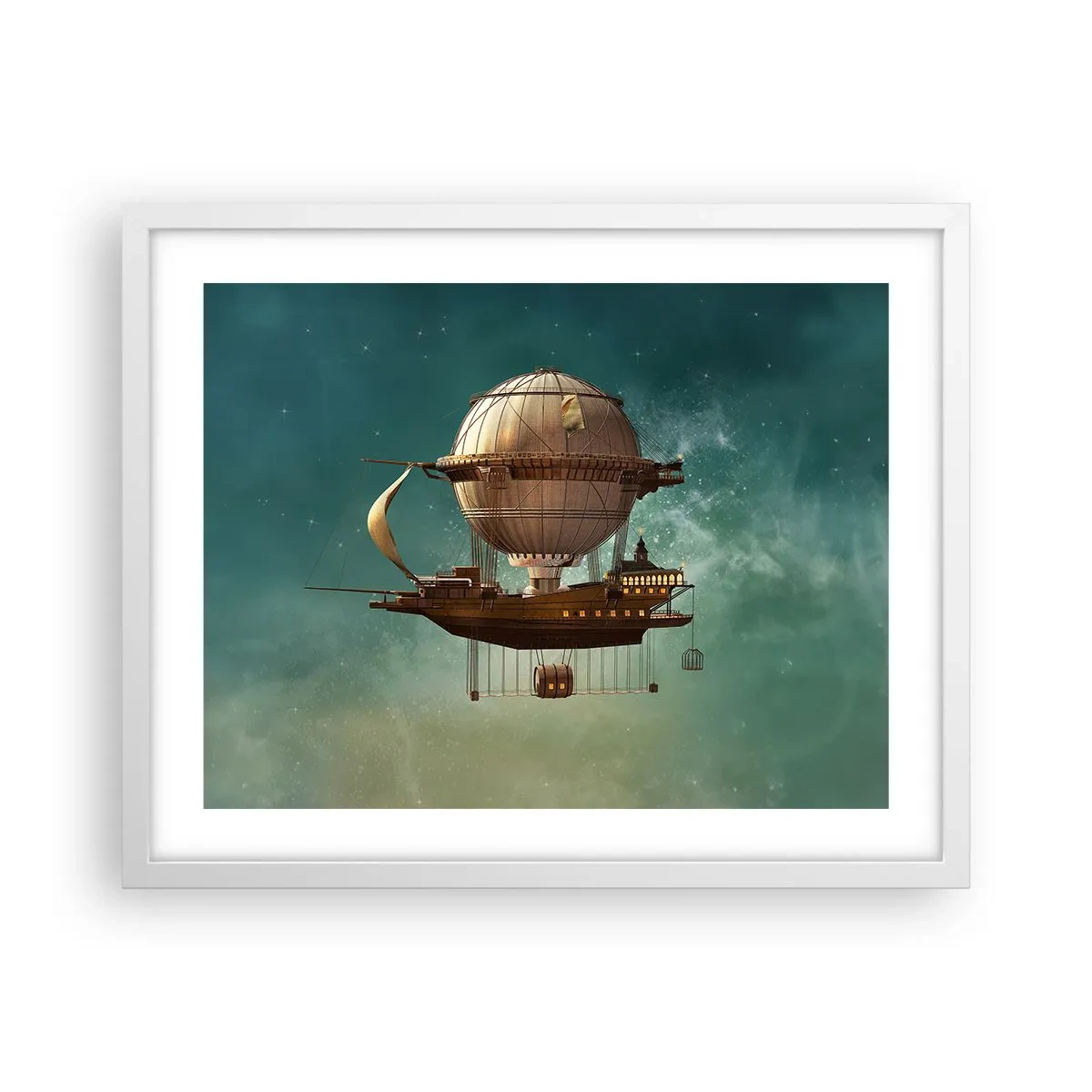 Plakát v bílém rámu - Julius Verne zdraví - 50x40 cm