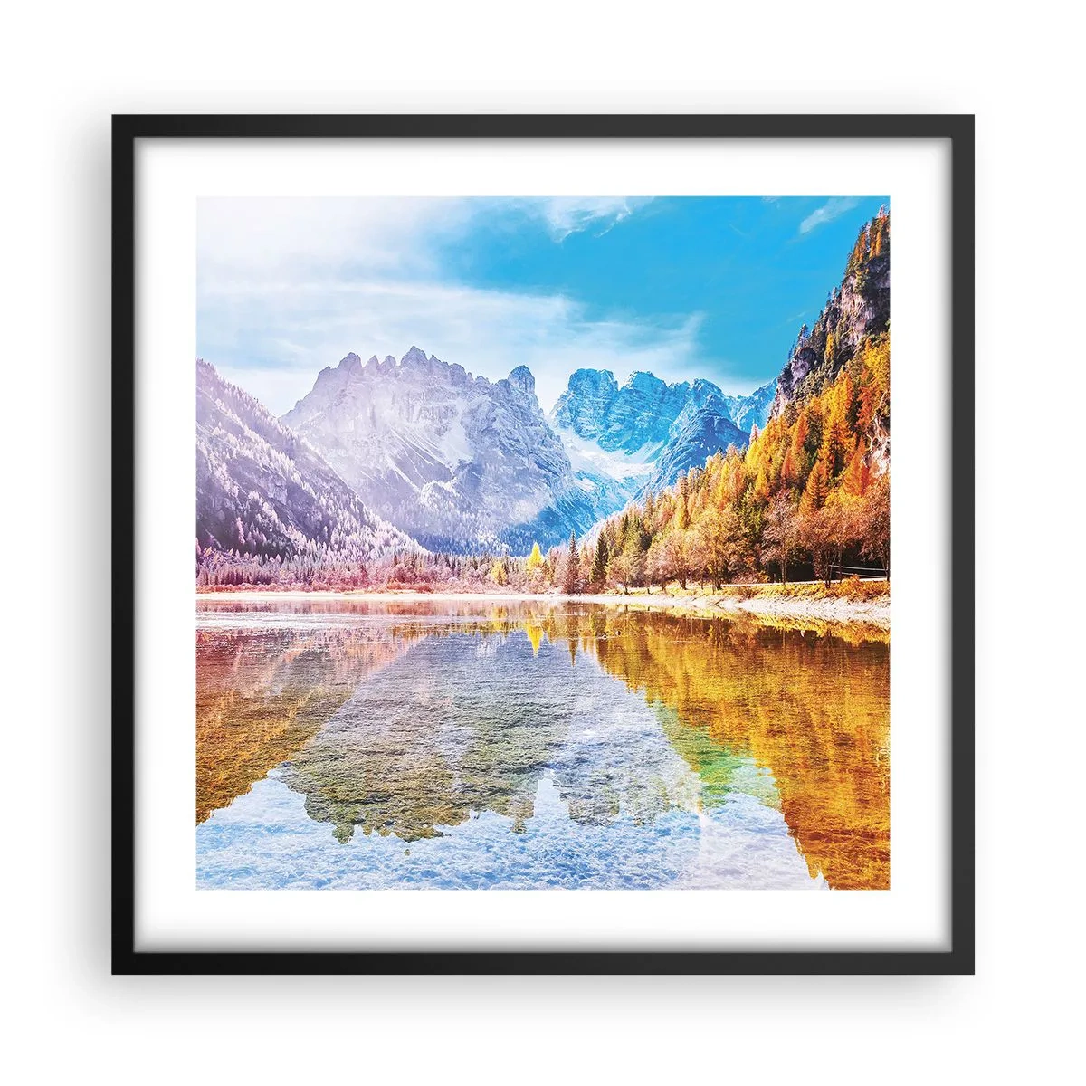 Plakát v černém rámu - A v horách už je podzim - 50x50 cm