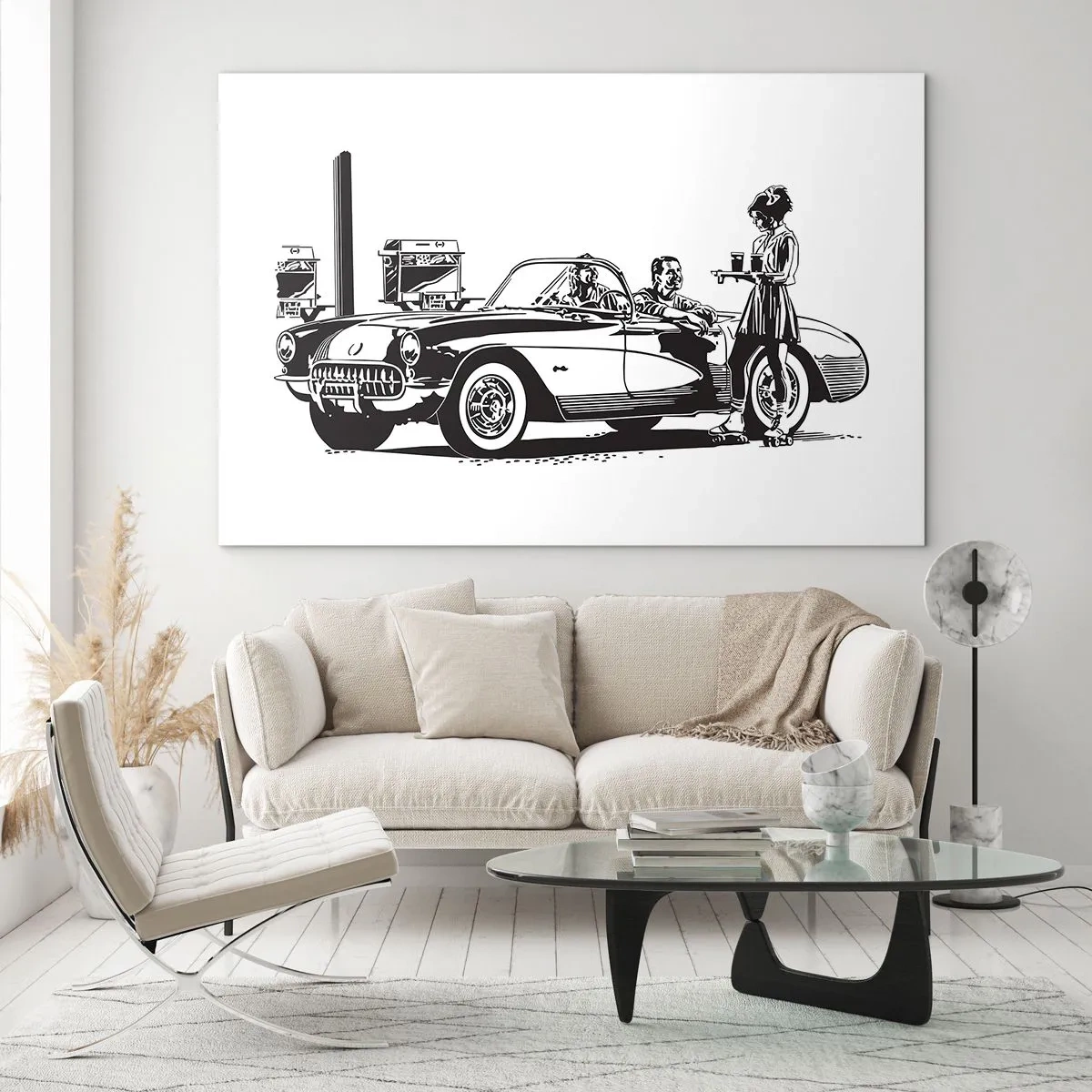 Obraz na skle - 60. - bezstarostná Amerika - 120x80 cm