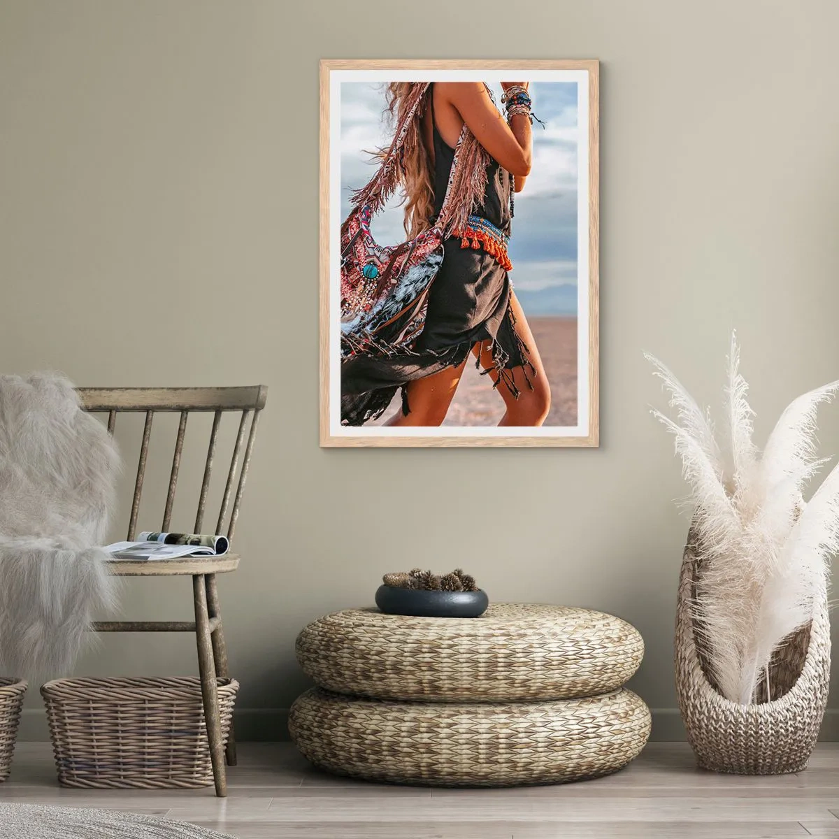 Plakát v rámu světlý dub - Šamanovo děvče - 50x70 cm