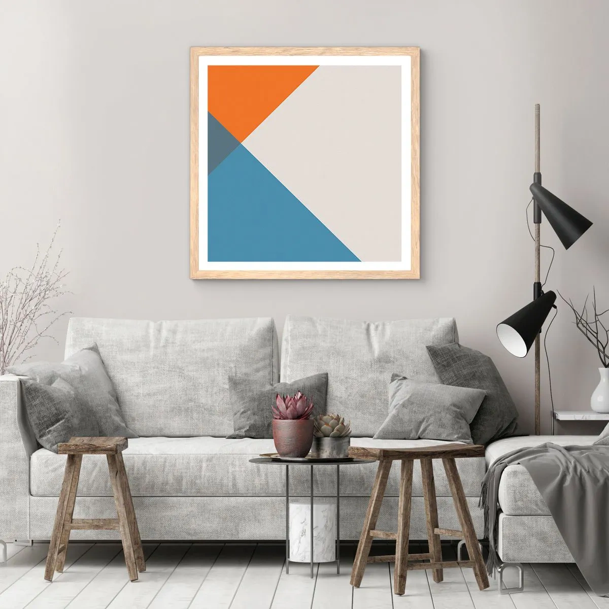 Plakát v rámu světlý dub - Pod úhlem… - 40x40 cm