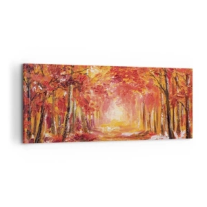 Obraz na plátně - Měděný les - 120x50 cm
