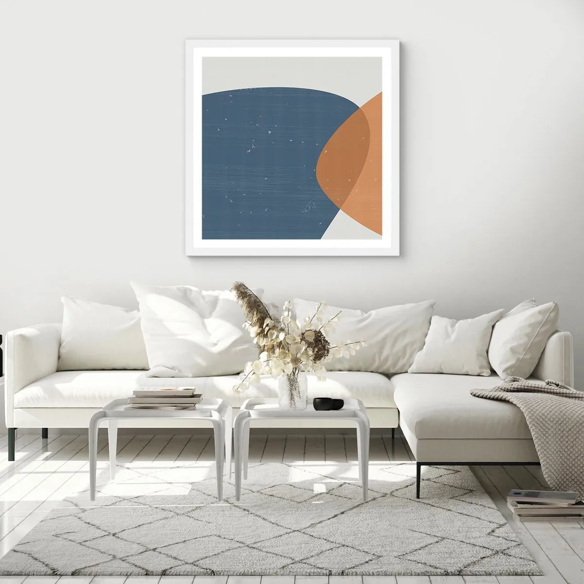 Plakát v bílém rámu - Ovály a vlivy - 60x60 cm