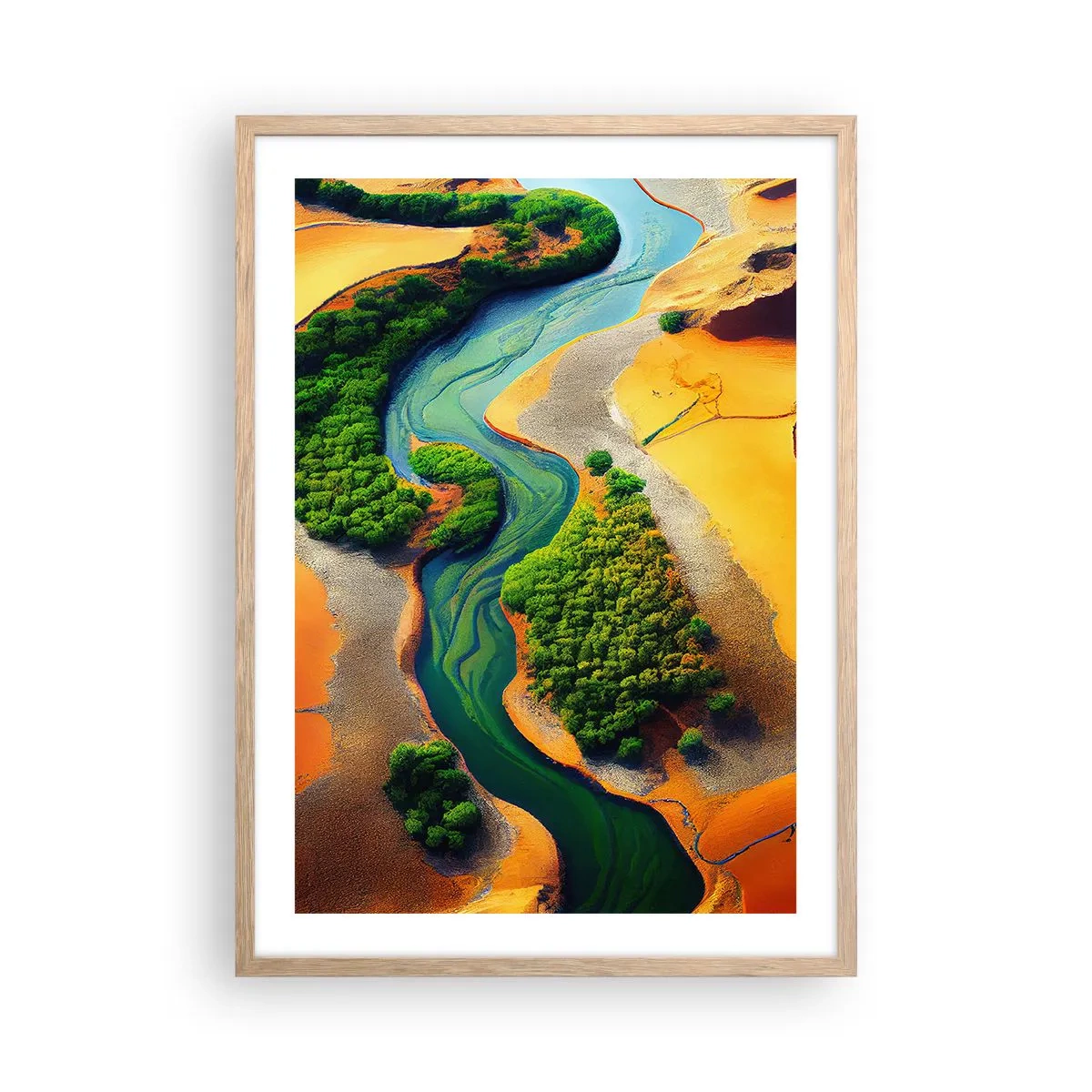 Plakát v rámu světlý dub - Životodárná řeka - 50x70 cm