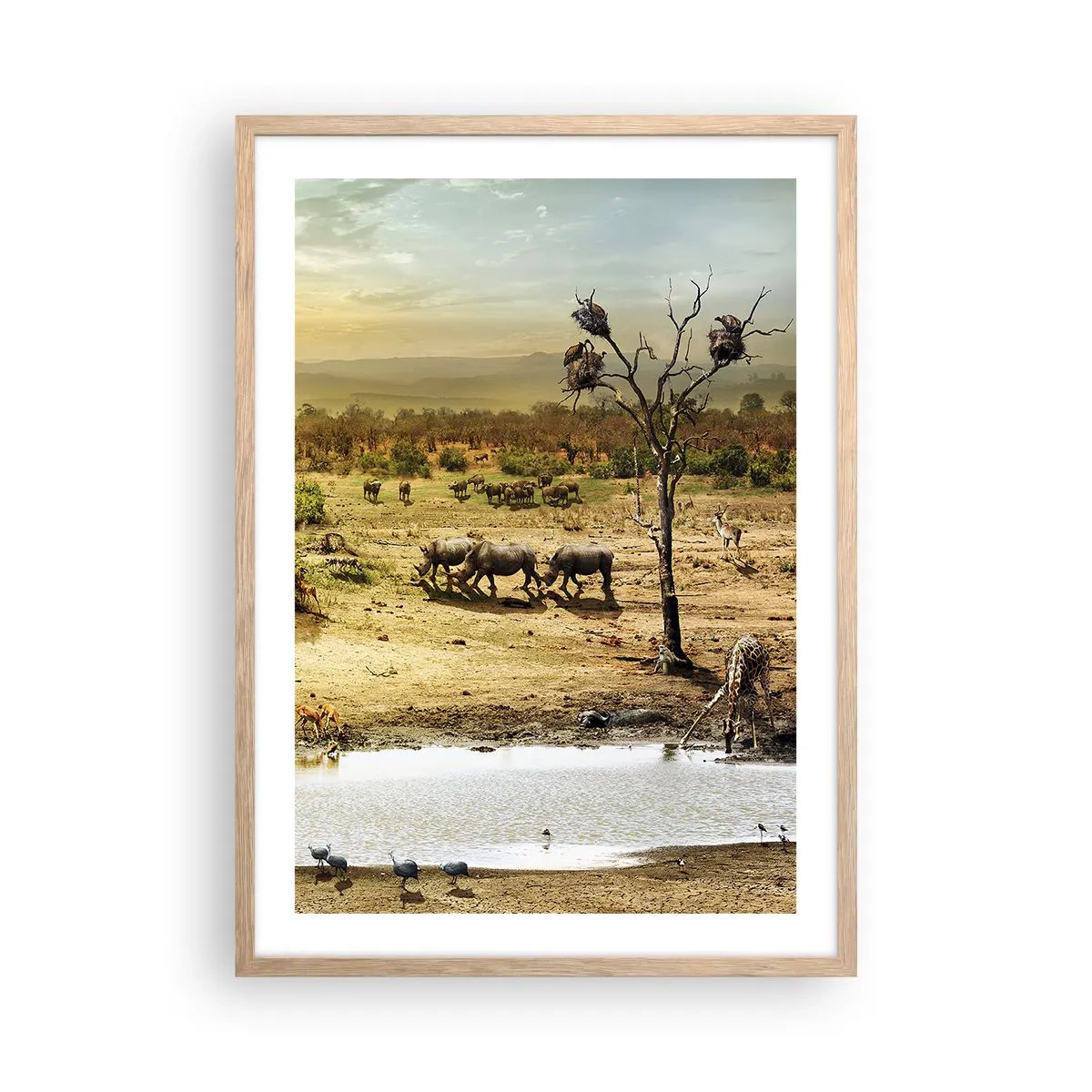 Plakát v rámu světlý dub - „Z ráje opět pramenila řeka…“ - 50x70 cm