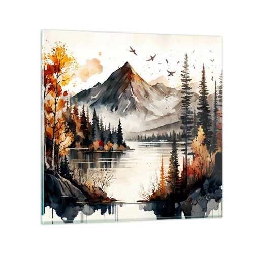 Obraz na skle - Zlatý podzim na horách - 30x30 cm