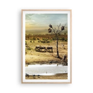 Plakát v rámu světlý dub - „Z ráje opět pramenila řeka…“ - 61x91 cm