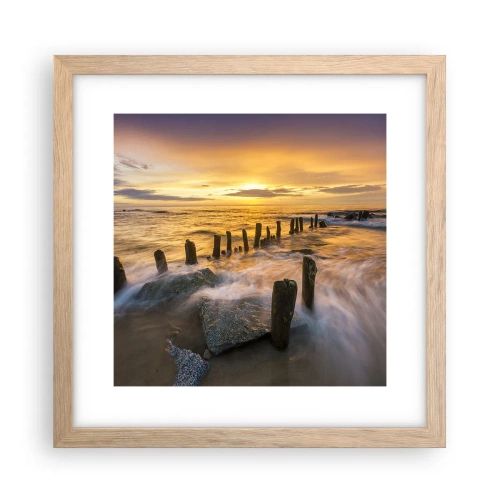 Plakát v rámu světlý dub - Drsná krása Baltského moře - 30x30 cm