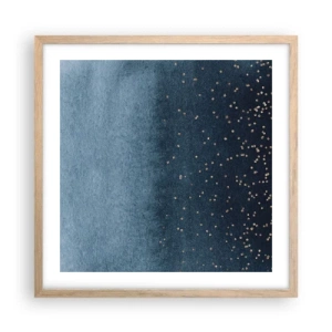 Plakát v rámu světlý dub - Kompozice – modré fáze - 50x50 cm