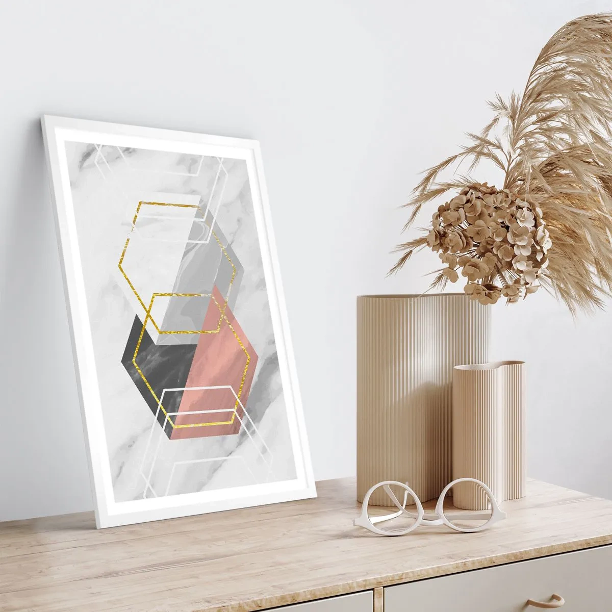 Plakát v bílém rámu - Řetězová kompozice - 30x40 cm