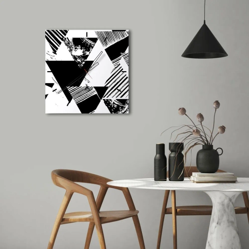Nástěnné hodiny - Déšť trojúhelníků - 30x30 cm