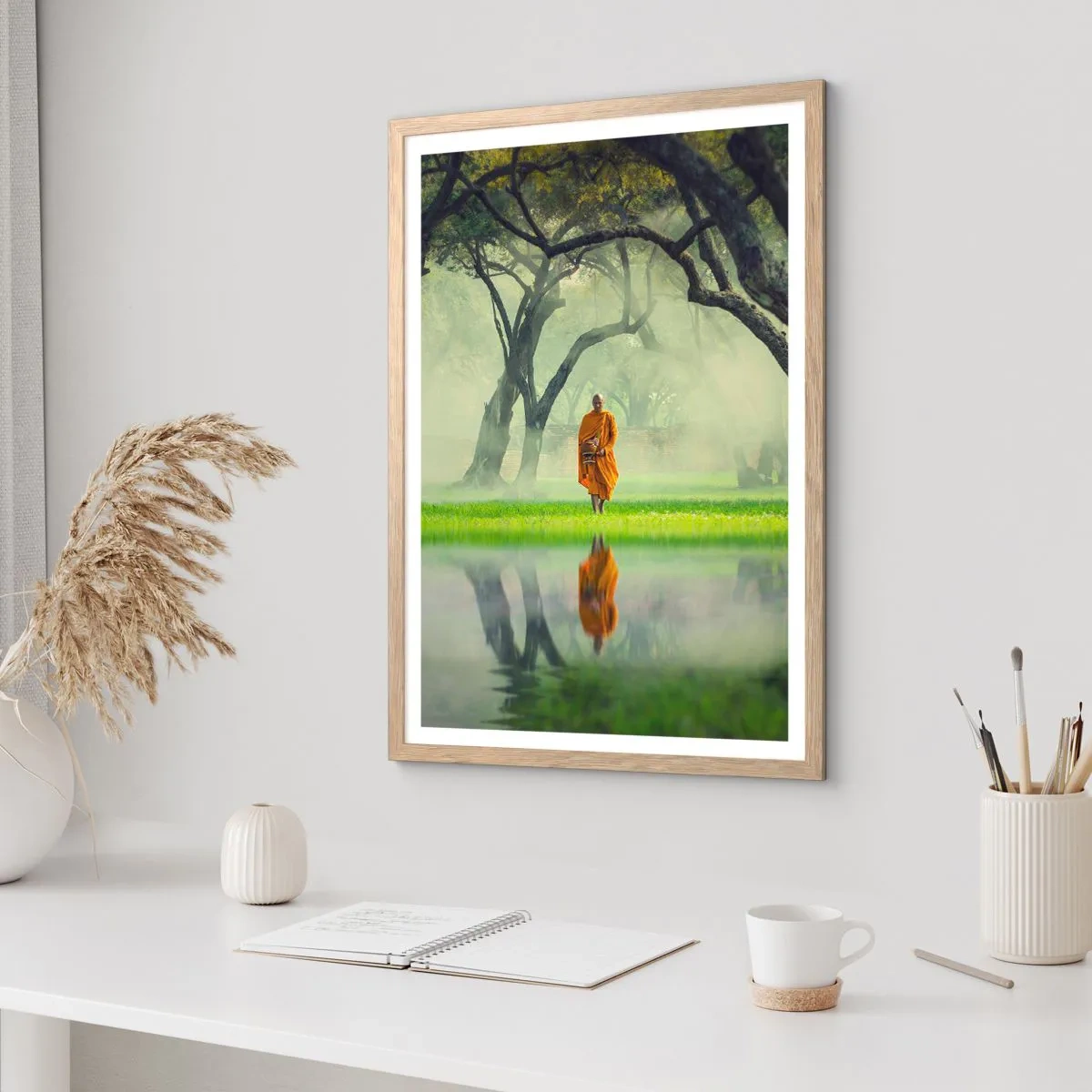 Plakát v rámu světlý dub - Na cestě k osvícení - 30x40 cm