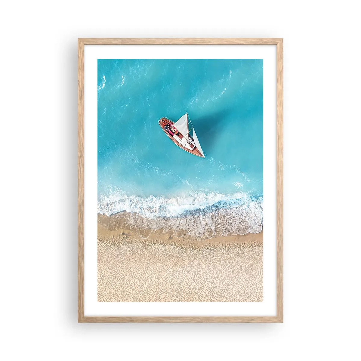 Plakát v rámu světlý dub - Na hranici modré a zlaté - 50x70 cm