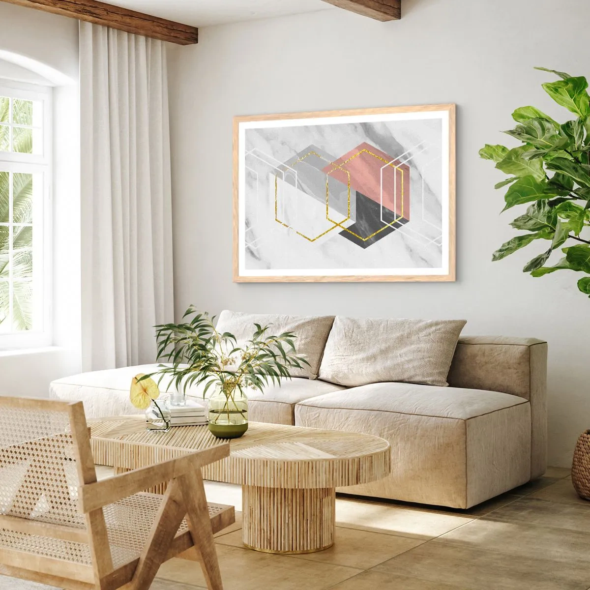 Plakát v rámu světlý dub - Řetězová kompozice - 100x70 cm