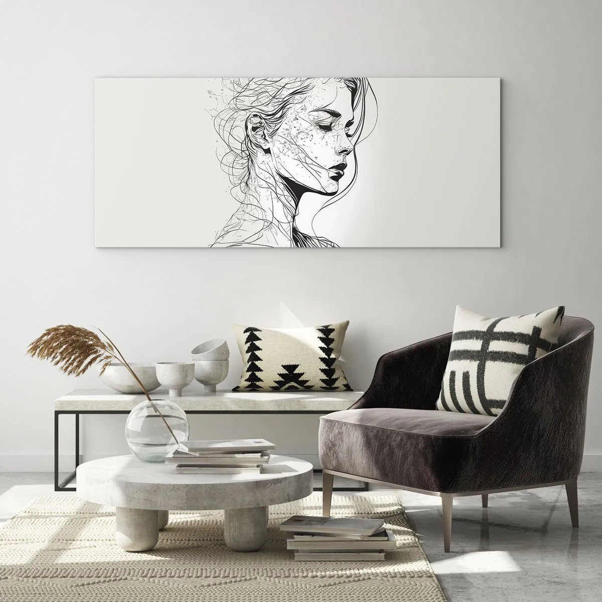 Obraz na skle - Portrét v zamyšlení - 100x40 cm