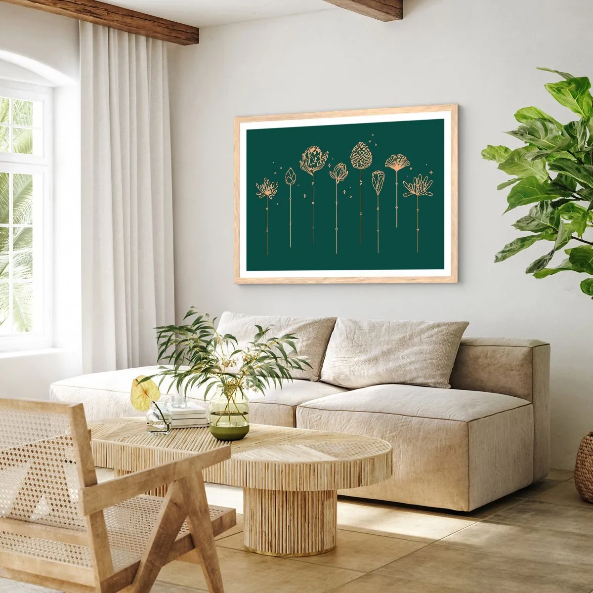 Plakát v rámu světlý dub - Bylinky - 40x30 cm