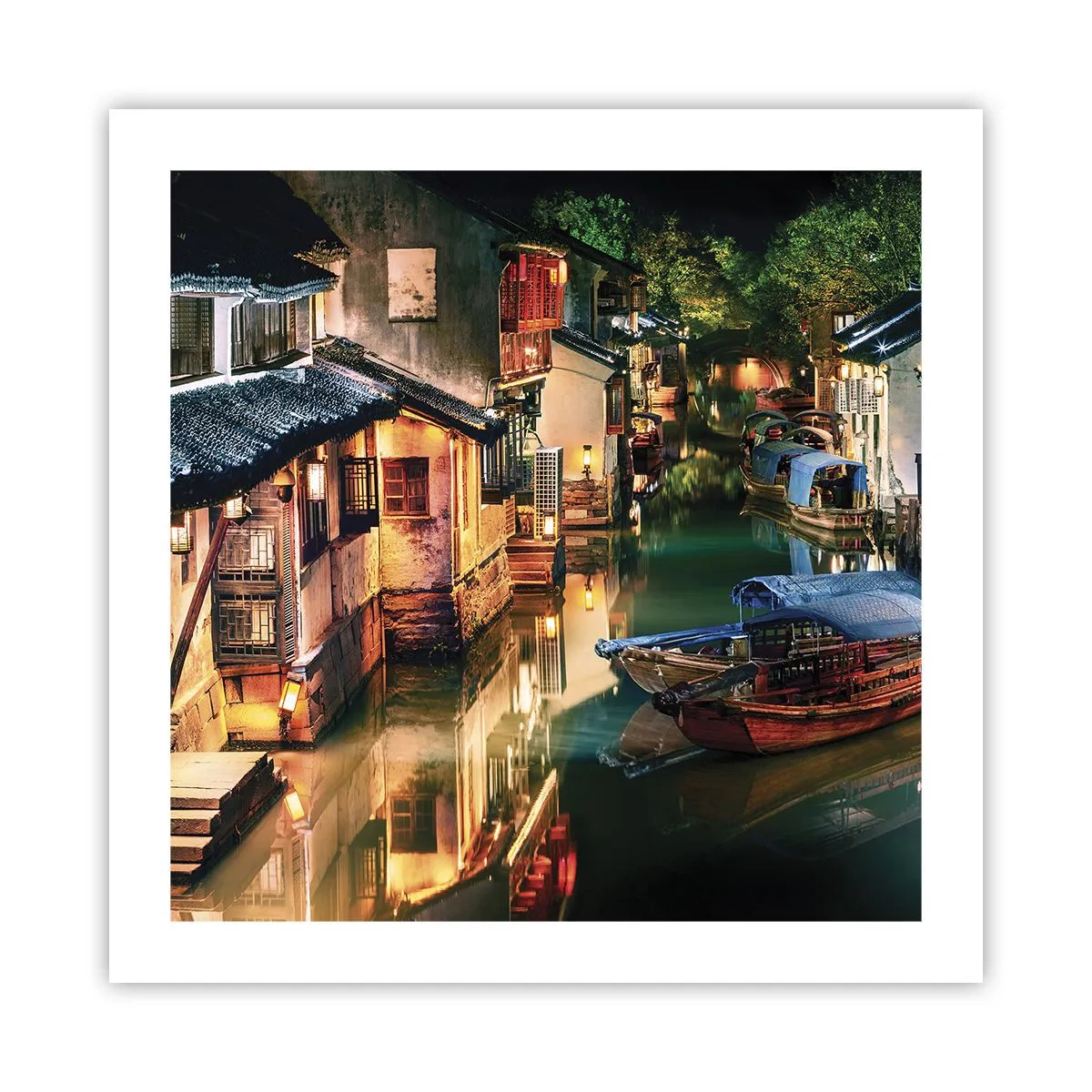 Plakát - Večer na čínské ulici - 50x50 cm