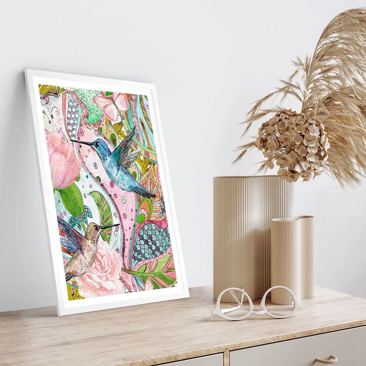 Plakát v bílém rámu - Zamotané do lián - 50x70 cm