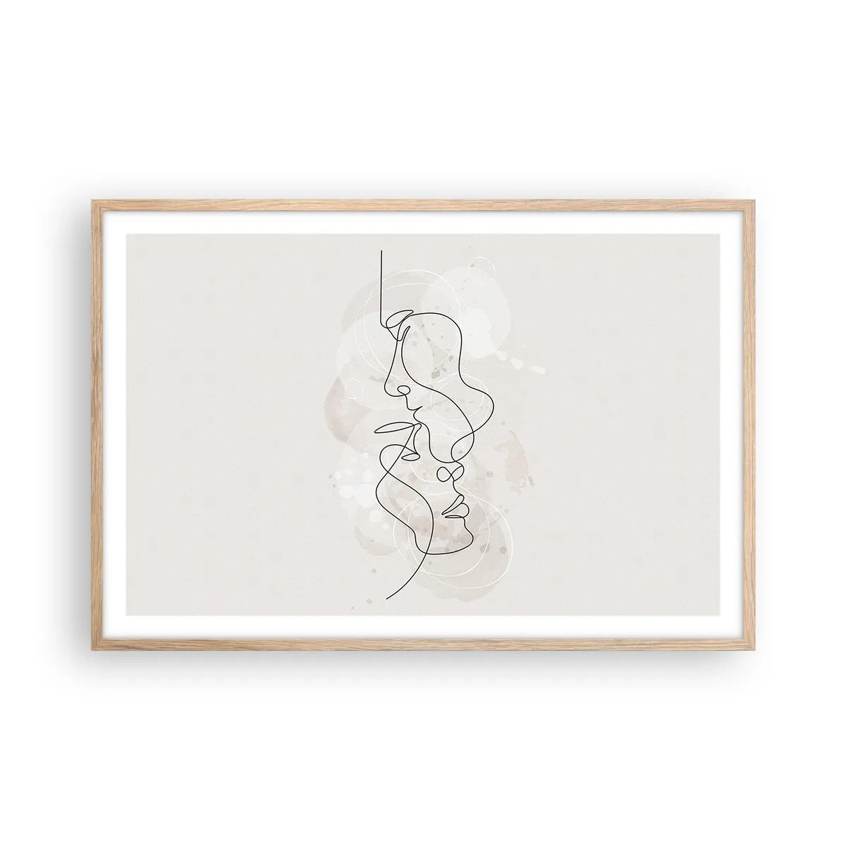 Plakát v rámu světlý dub - Zamotaní v objetí - 91x61 cm