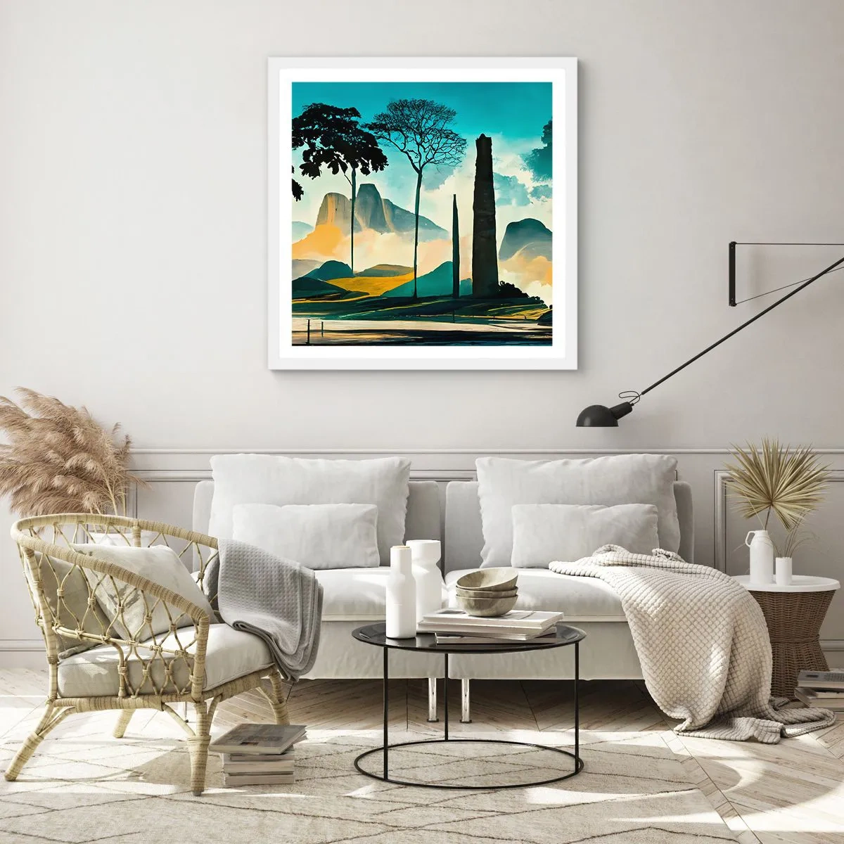 Plakát v bílém rámu - Výš a výš - 60x60 cm