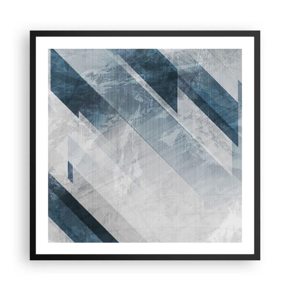 Plakát v černém rámu - Prostorová kompozice – pohyb šedé - 60x60 cm