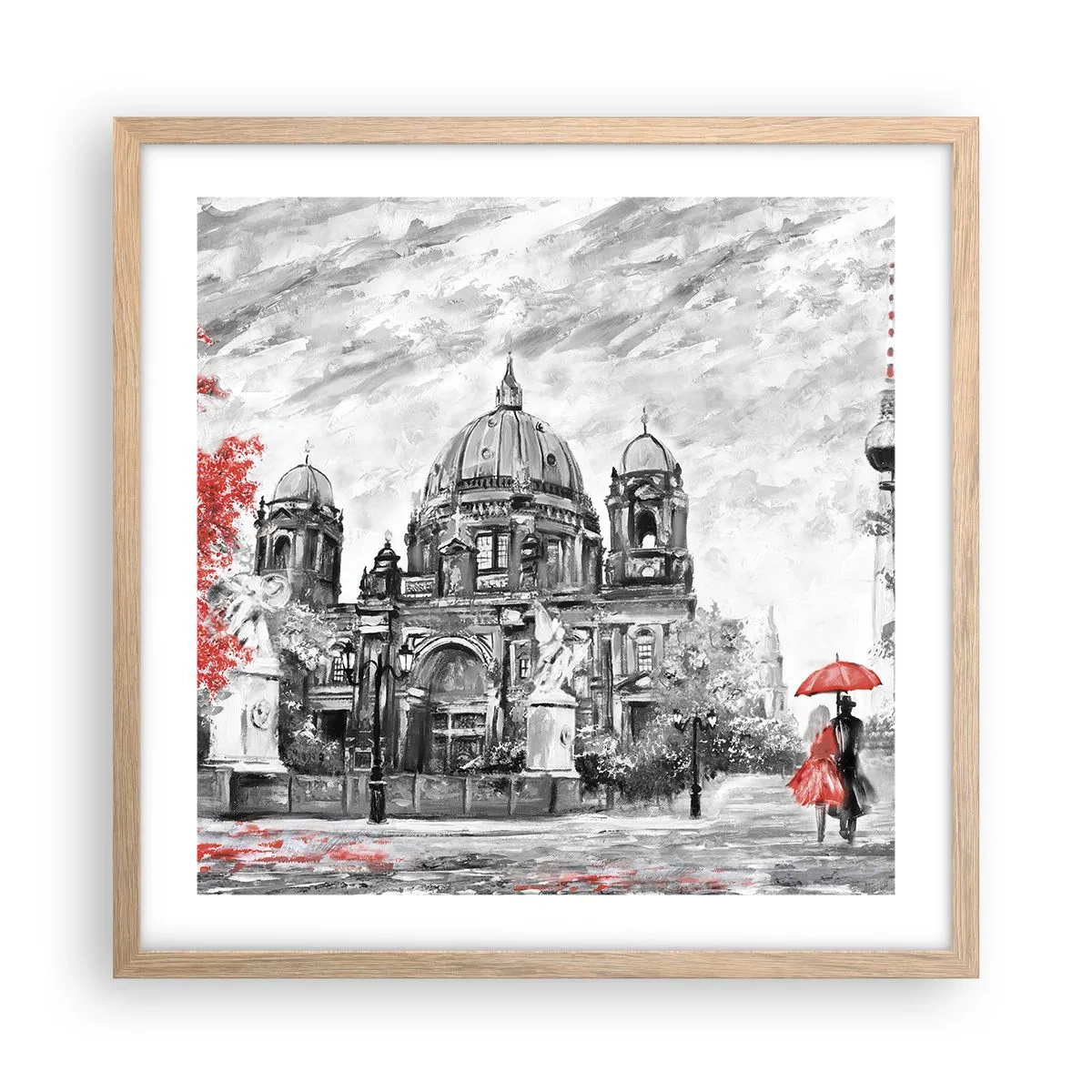 Plakát v rámu světlý dub - Berlínské setkání - 50x50 cm