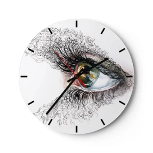 Nástěnné hodiny - Umělecké oko s detaily v černé a barevné barvě - 30x30cm - Podívej se přímo do duše - Moderní nástěnná dekorace do obývacího pokoje, kuchyně a ložnice ARTTOR