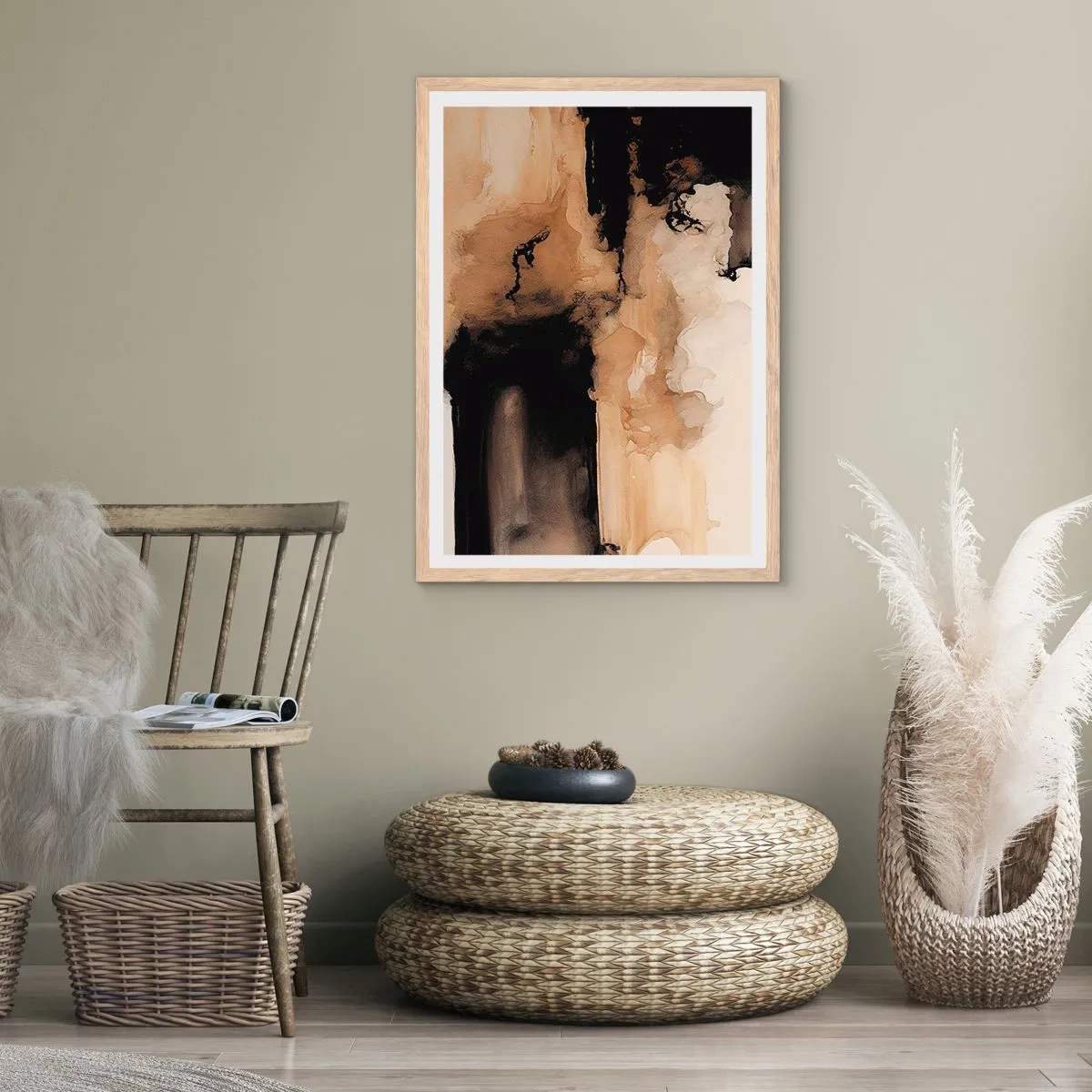 Plakát v rámu světlý dub - Poutavá abstrakce - 50x70 cm