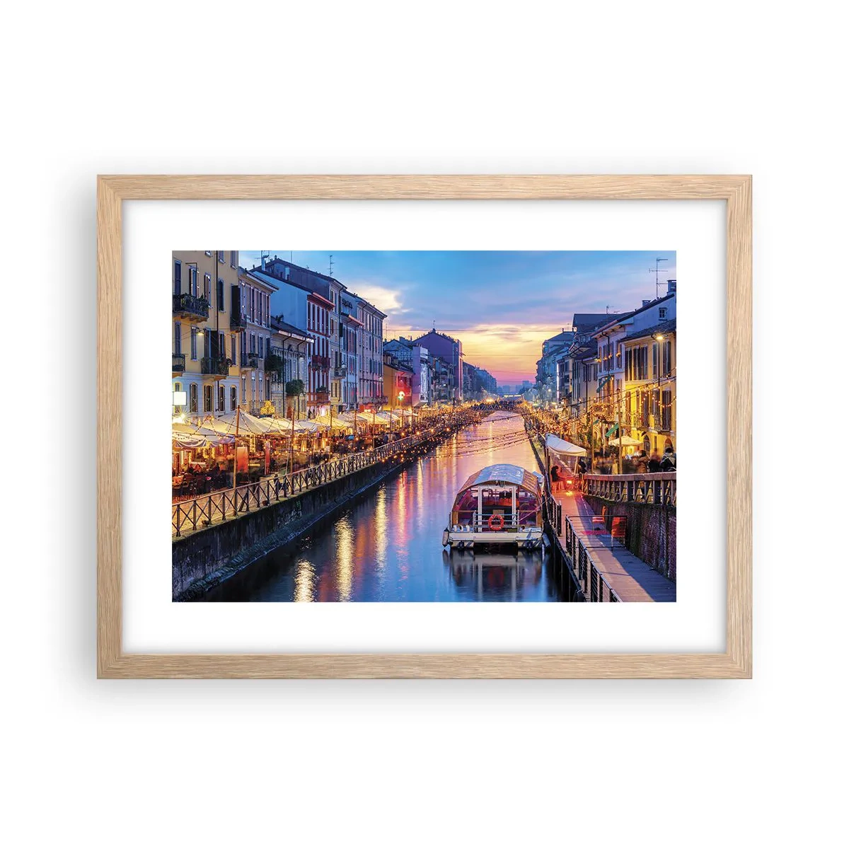 Plakát v rámu světlý dub - Večer plný světla a zábavy - 40x30 cm