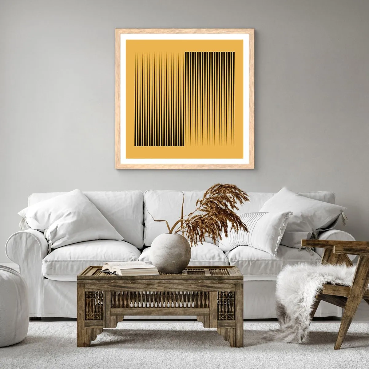Plakát v rámu světlý dub - Čtverec protikladů - 40x40 cm