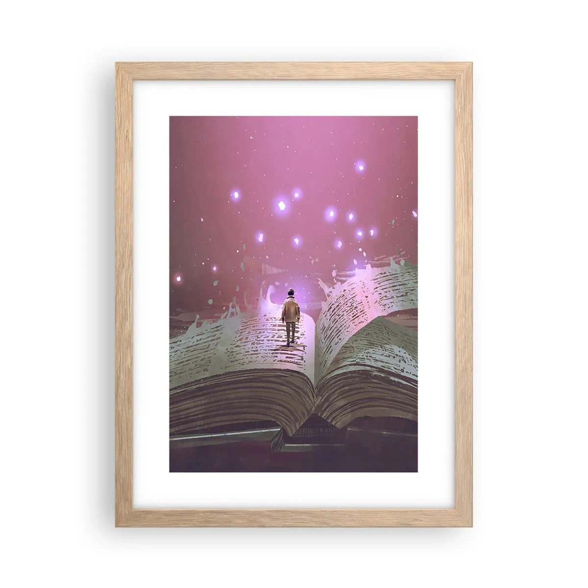 Plakát v rámu světlý dub - Pozvánka do jiného světa - přečti si to! - 30x40 cm