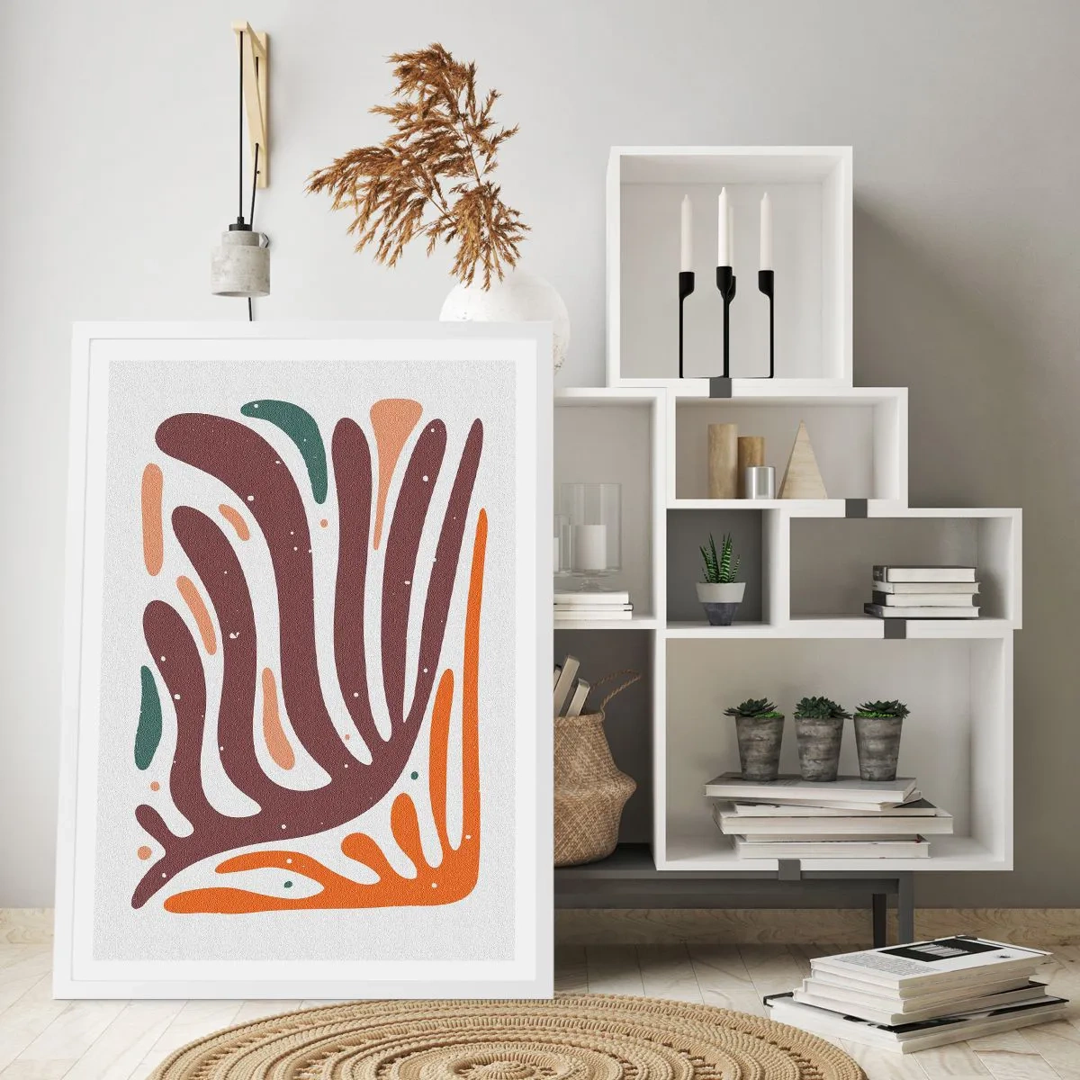 Plakát v bílém rámu - Organická a radiální kompozice - 50x70 cm