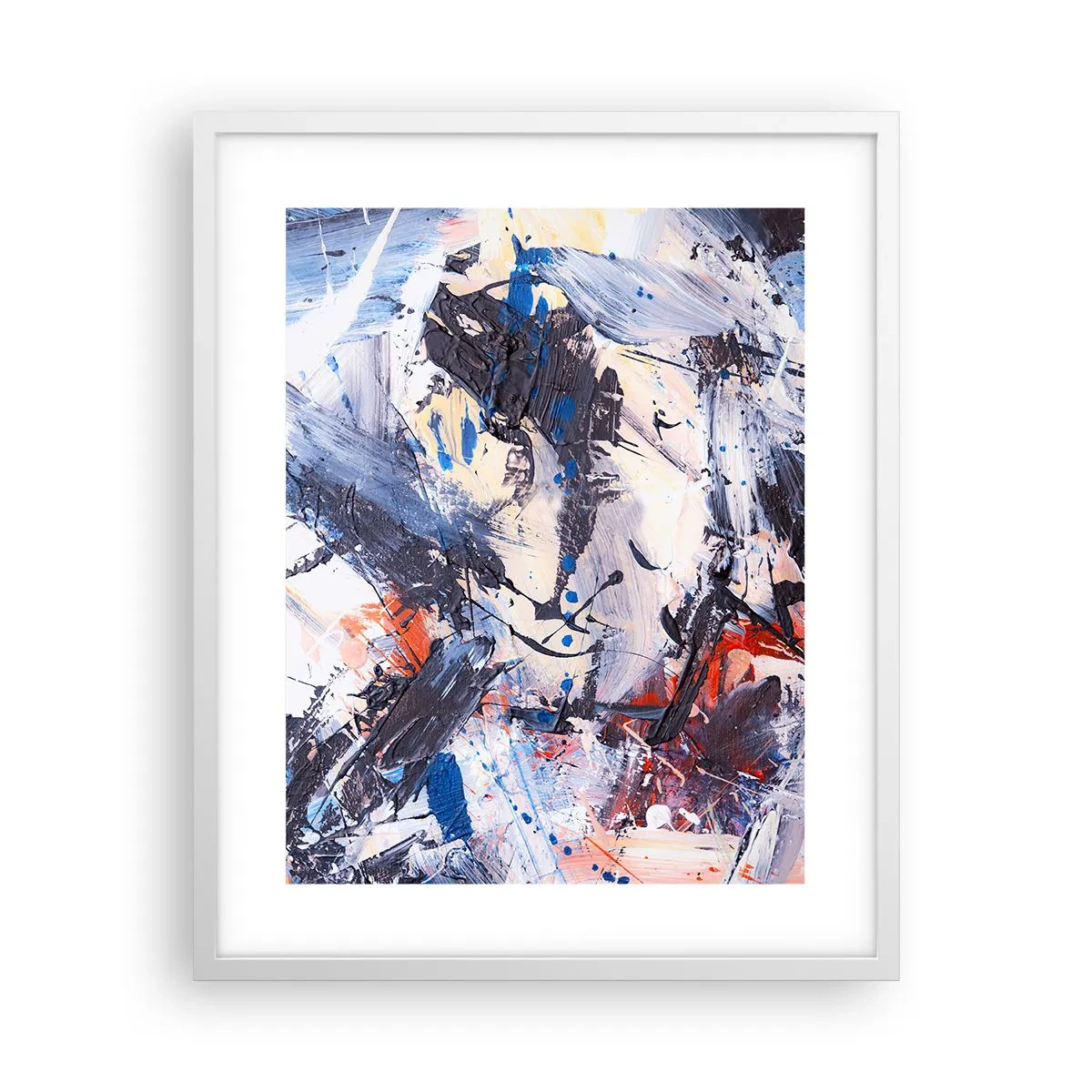 Plakát v bílém rámu - Bláznivý tanec abstrakce - 40x50 cm