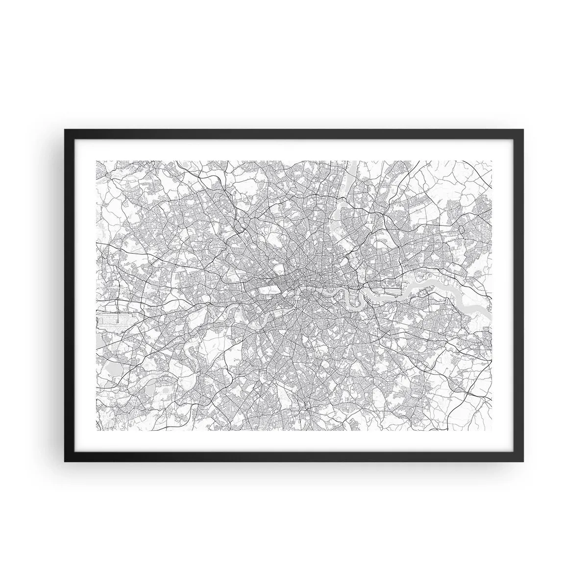 Plakát v černém rámu - Mapa londýnského labyrintu - 70x50 cm