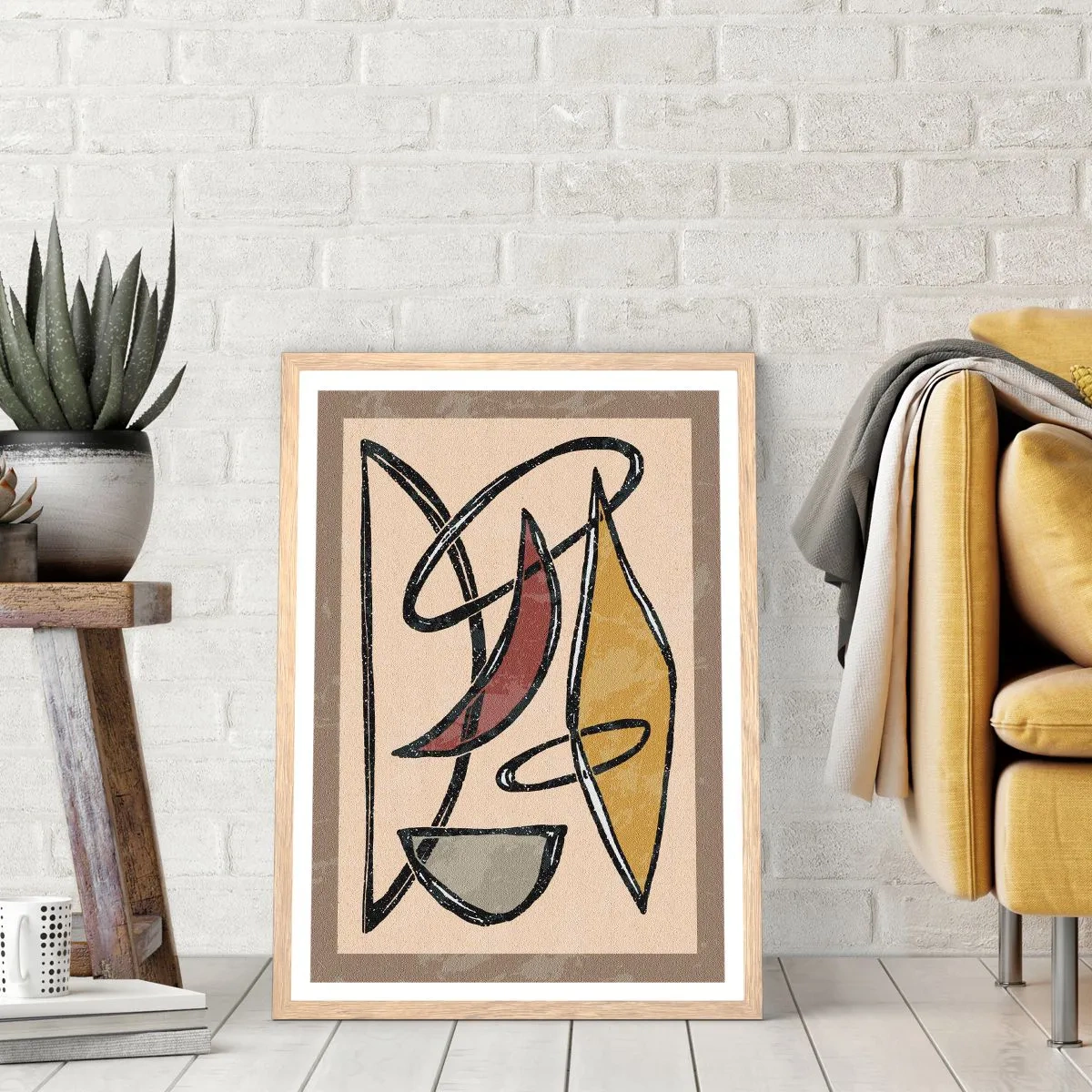 Plakát v rámu světlý dub - Kompozice – oblouky a ovály - 70x100 cm