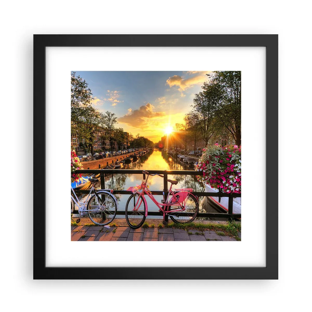 Plakát v černém rámu - Jarní ráno v Amsterdamu - 30x30 cm