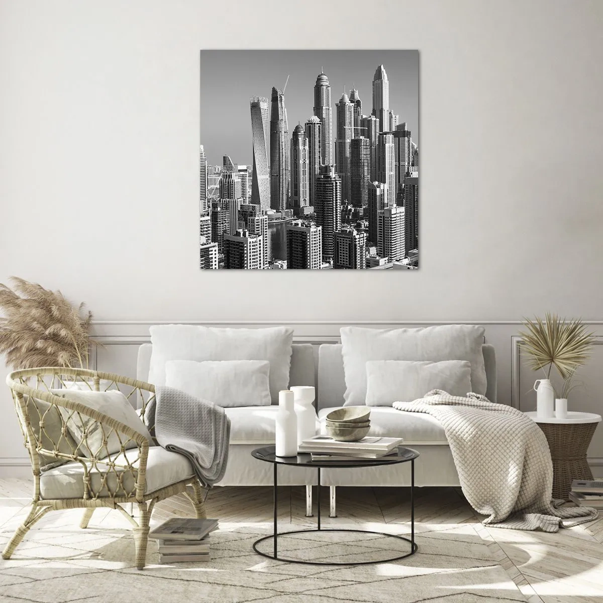 Obraz na skle - Město nad pouští - 50x50 cm