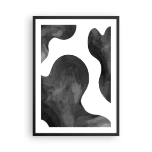 Plakát v černém rámu - Abstraktní kompozice v černé a bílé s organickými tvary - 50x70cm - Mléčná dráha - Moderní nástěnná dekorace do obývacího pokoje a ložnice ARTTOR