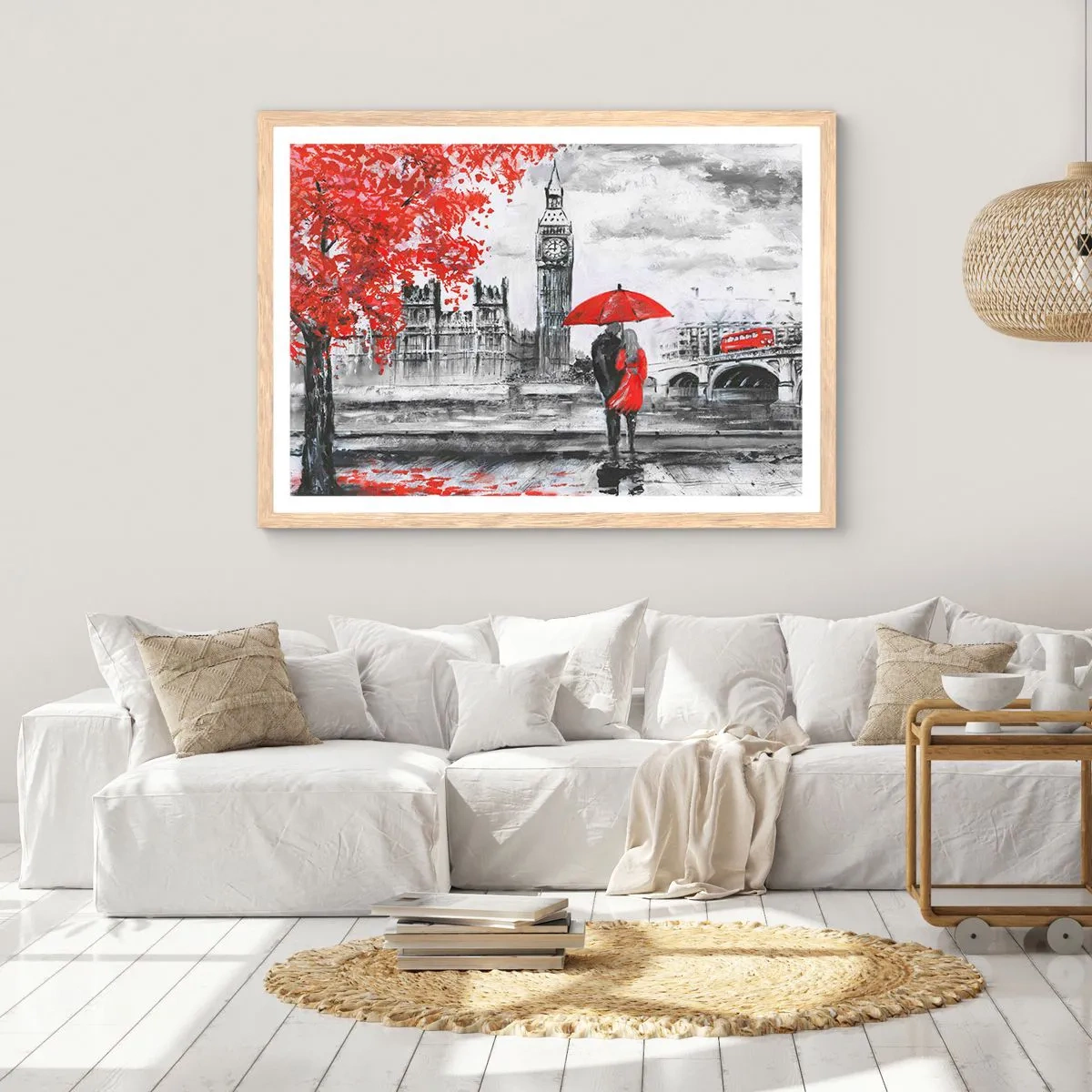 Plakát v rámu světlý dub - Zamilování do Londýna - 40x30 cm