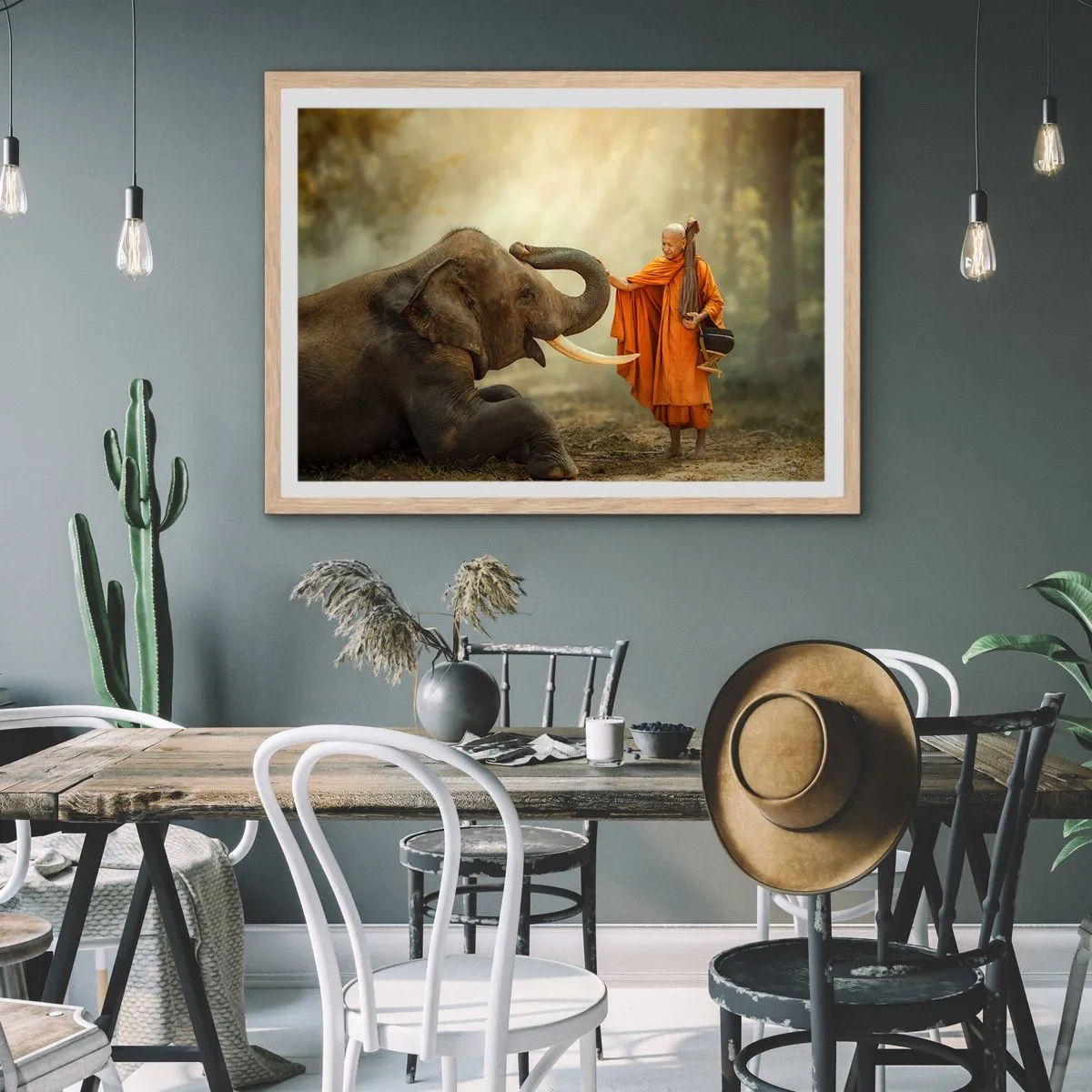 Plakát v rámu světlý dub - Setkání na cestách - 100x70 cm