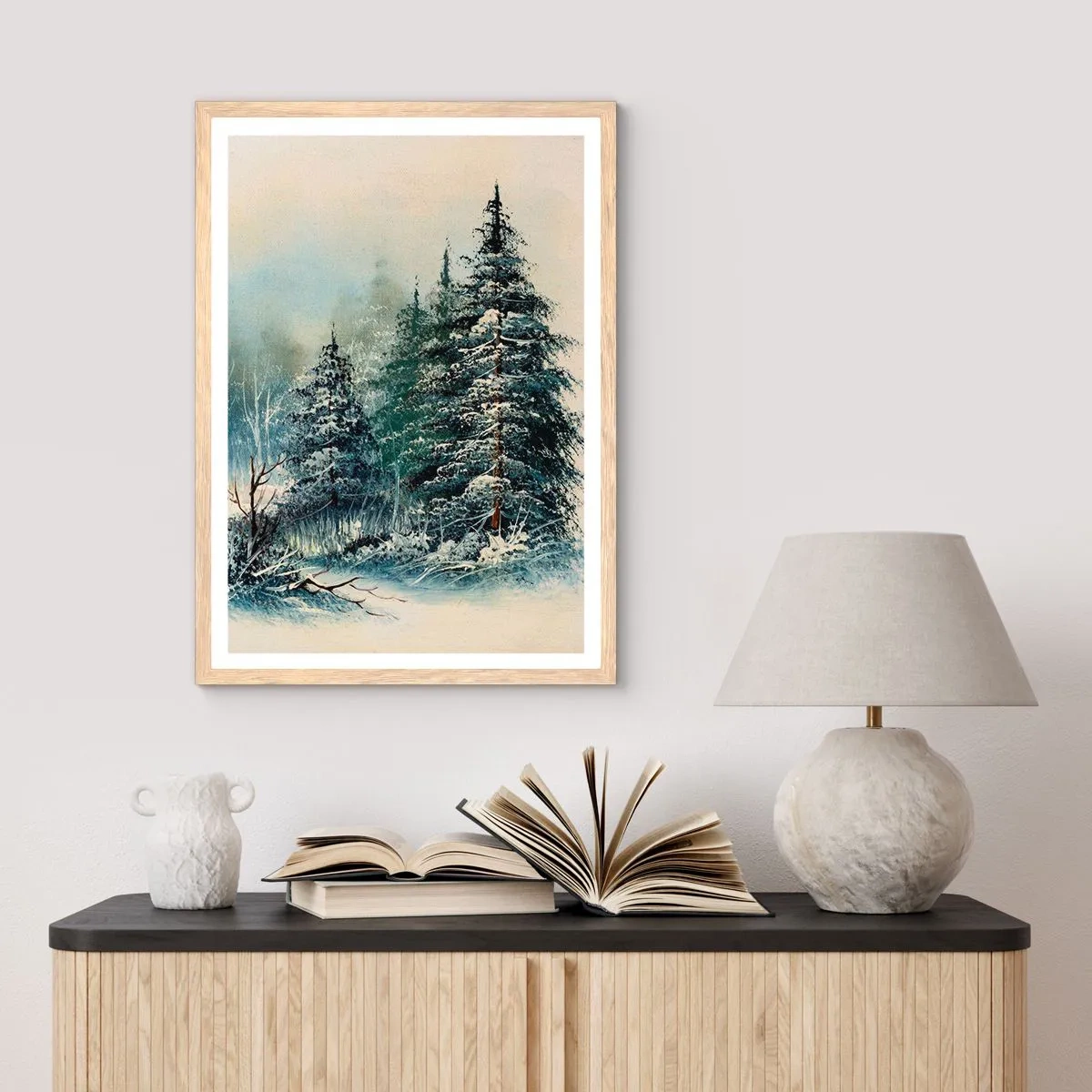 Plakát v rámu světlý dub - Připravení na Vánoce - 70x100 cm